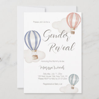 Luftballonger Genderna Visa pastellprogram Färg Inbjudningar