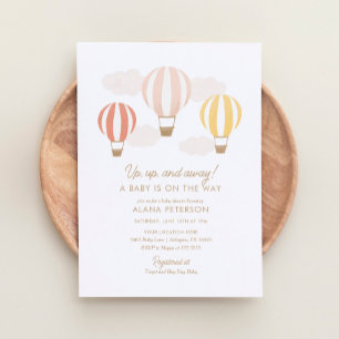 Luftballonger Girl Travel Baby Shower Inbjudningar