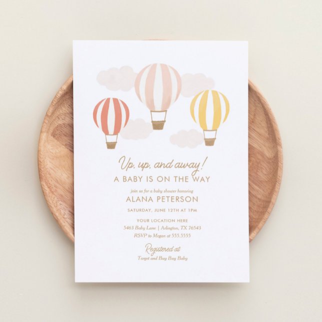 Luftballonger Girl Travel Baby Shower Inbjudningar (Skapare uppladdad)