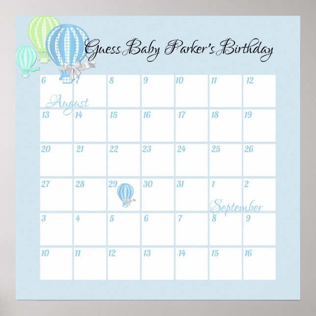 Luftballonger, gissa Baby förfallodatum Poster (Framsidan)