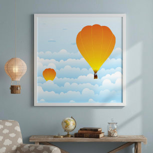 Luftballonger i moln Poster