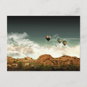 Luftballonger över bergskort vykort