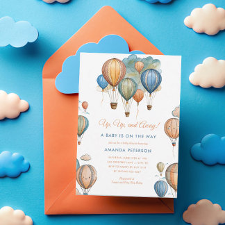 Luftballonger Pastel Boy Travel Baby Shower Inbjudningar