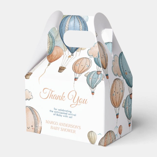 Luftballonger Pastel Boy Travel Baby Shower Presentaskar (Framsidan Sidan)