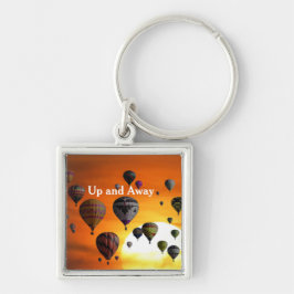Luftballonger under flygning fyrkantig silverfärgad nyckelring