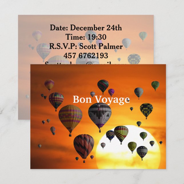 Luftballonger under flygning inbjudningar (Fram/baksida)