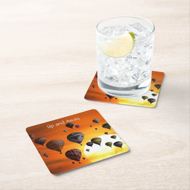 Luftballonger under flygning underlägg papper kvadrat (Insitu)