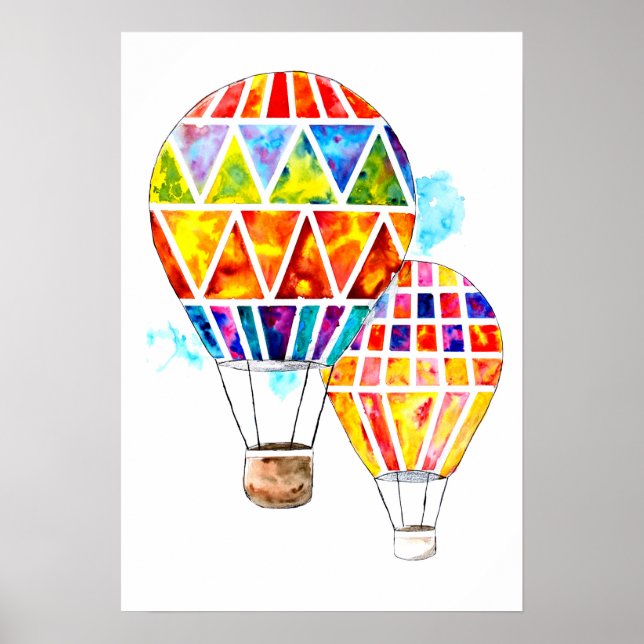 Luftballonger Vattenfärg Poster (Framsidan)
