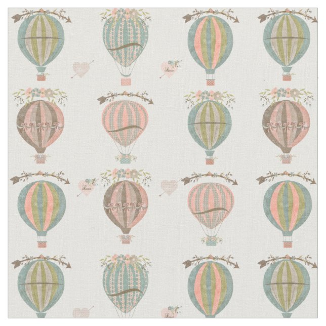 Luftballonger vintageblommigt tyg (Närbild)