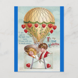 Luftballongvintagevalentin Helg Vykort