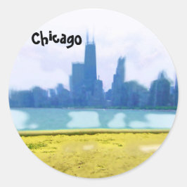 Luftbärskad Chicago-silhuett Runt Klistermärke