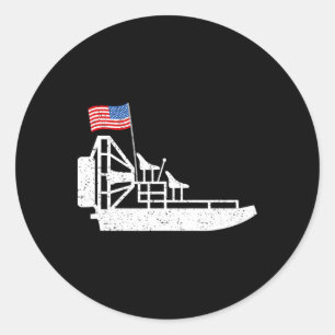 Luftbåt 4:e Juli USA Flagga Sumpbåt Fläktbåt Pa Runt Klistermärke