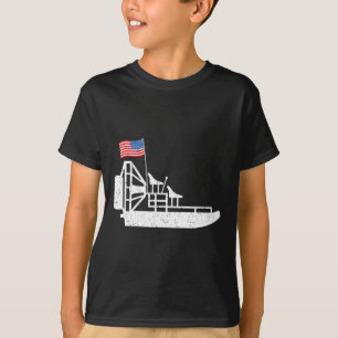 Luftbåt 4 juli USA Flagga Sumpbåt Fläktbåt Pa T Shirt