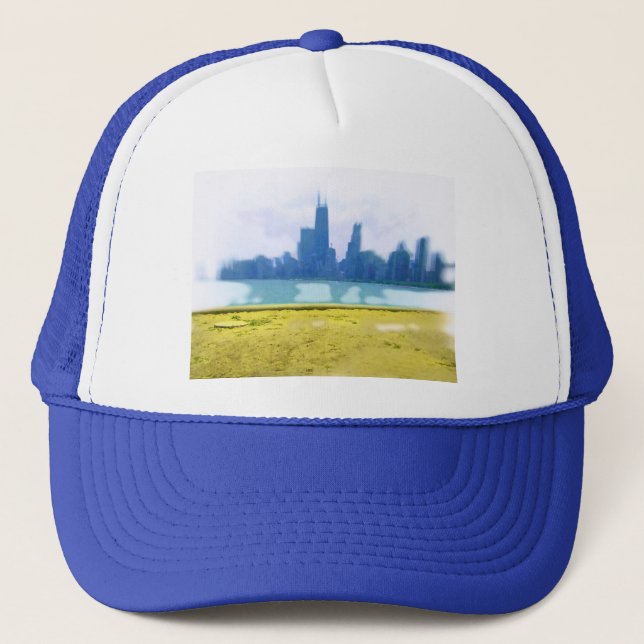 Luftbätat konstverk av Chicagos skyline Truckerkeps (Framsida)