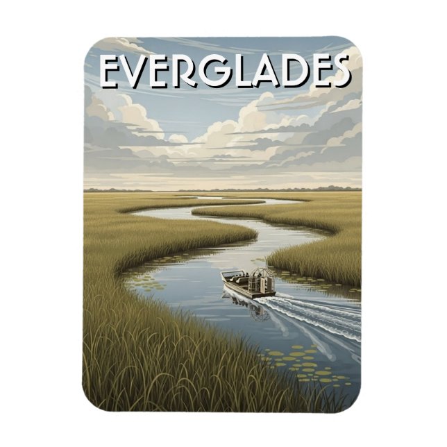 Luftbåtsalligator Everglades nationalpark Florida Magnet (Vertikal)