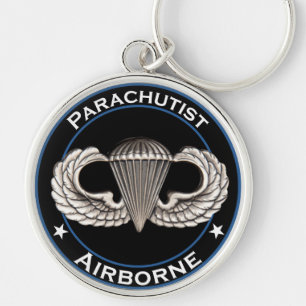 Luftburen Parachutist Rund Silverfärgad Nyckelring