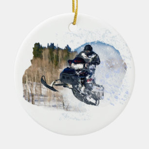 Luftburen Snowmobile Julgransprydnad Keramik