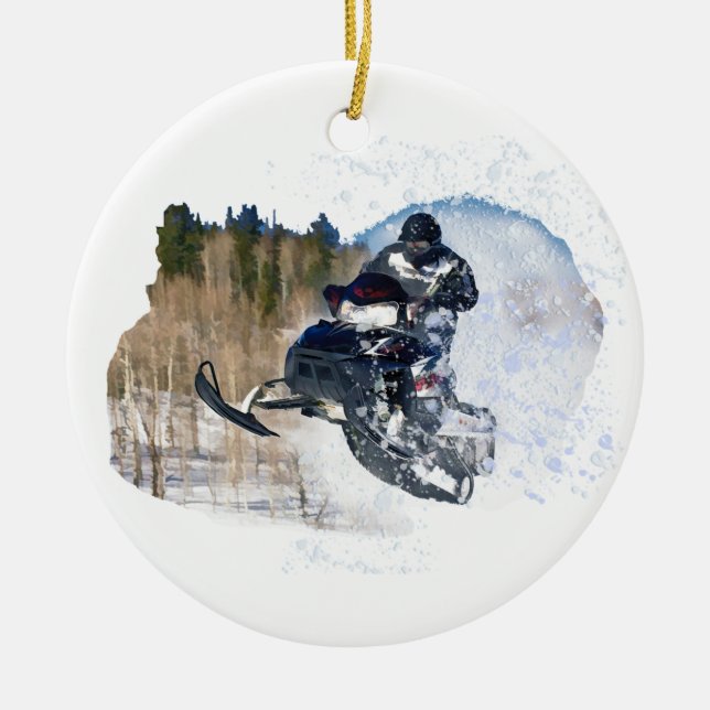 Luftburen Snowmobile Julgransprydnad Keramik (Framsidan)