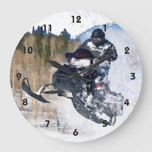 Luftburen Snowmobile Stor Klocka