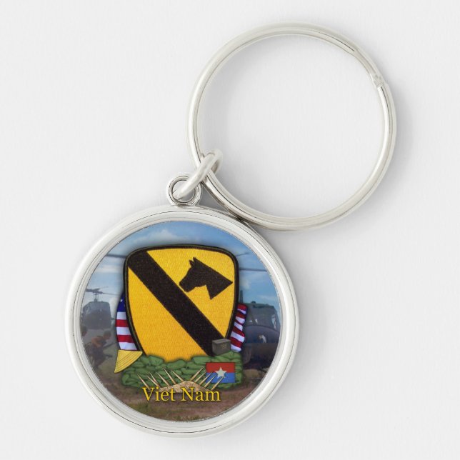 luftcavvietnamkriget lappar vets Keychain Rund Silverfärgad Nyckelring (Framsidan)