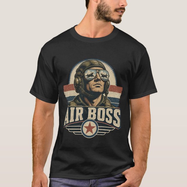 Luftchef Vintage Stridsflygare  T Shirt (Framsida)