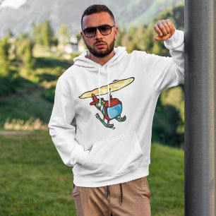 Luftfartsdesign för Cute Red Helicopter Roligt Hoodie