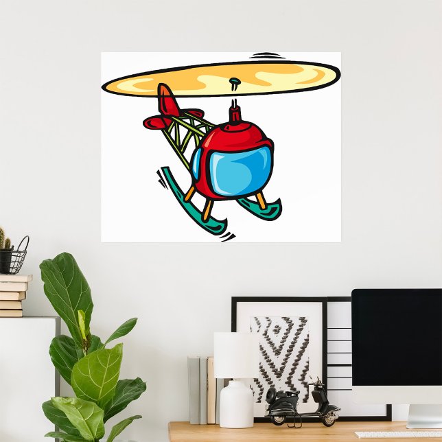 Luftfartsdesign för Cute Red Helicopter Roligt Poster (Skapare uppladdad)