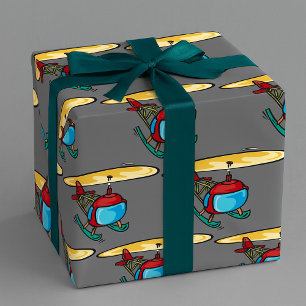 Luftfartsdesign för Cute Red Helicopter Roligt Presentpapper