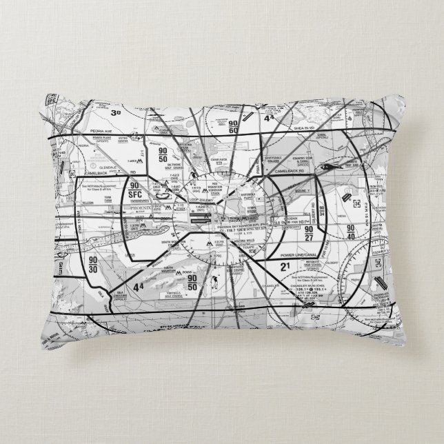 Luftfartsdiagram Prydnadskudde (Framsidan)