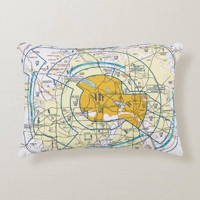 Luftfartsdiagram Prydnadskudde (Framsidan)