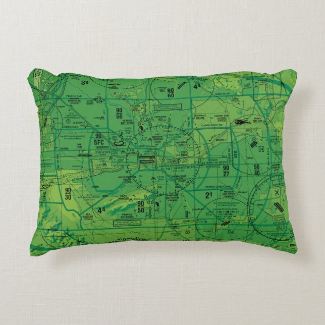 Luftfartsdiagram Prydnadskudde (Framsidan)