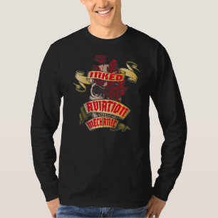 Luftfartsmekanisk nedsänkt skal & Röd ros-tatuerin T Shirt