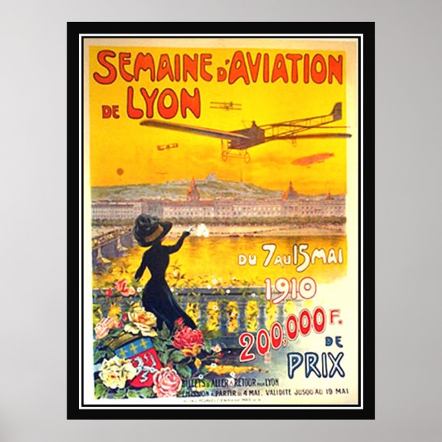 Luftfartsvecka Lyon Frankrike 1910 Poster utskrift (Framsidan)