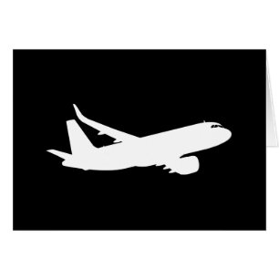 Luftfartyg Jet Liner Silhouette som flyger svart d Hälsningskort