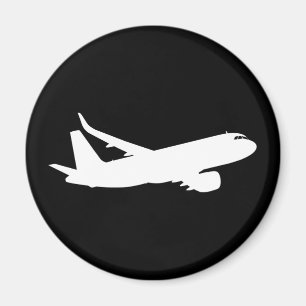 Luftfartyg Jet Liner Silhouette som flyger svart d Magnet