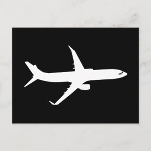 Luftfartyg Jet Liner Silhouette som flyger svart d Vykort