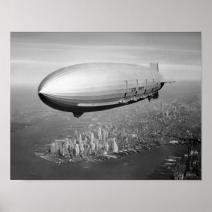 Luftfartyg som flyger över New York City Poster