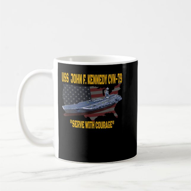 Luftfartyg USS John F. Kennedy CVN79 Veteran Kaffemugg (Vänster)