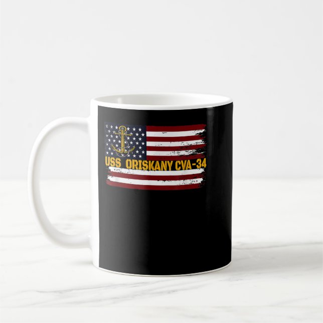 Luftfartyg USS Oriskany CVA-34 Veteran Fathe Kaffemugg (Vänster)