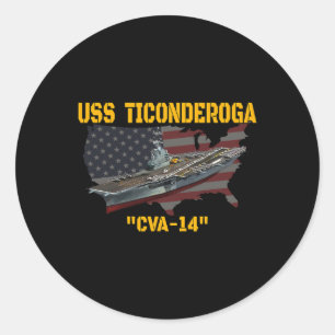 Luftfartyg Uss Ticonderoga Cva-14 Veterans D. Runt Klistermärke
