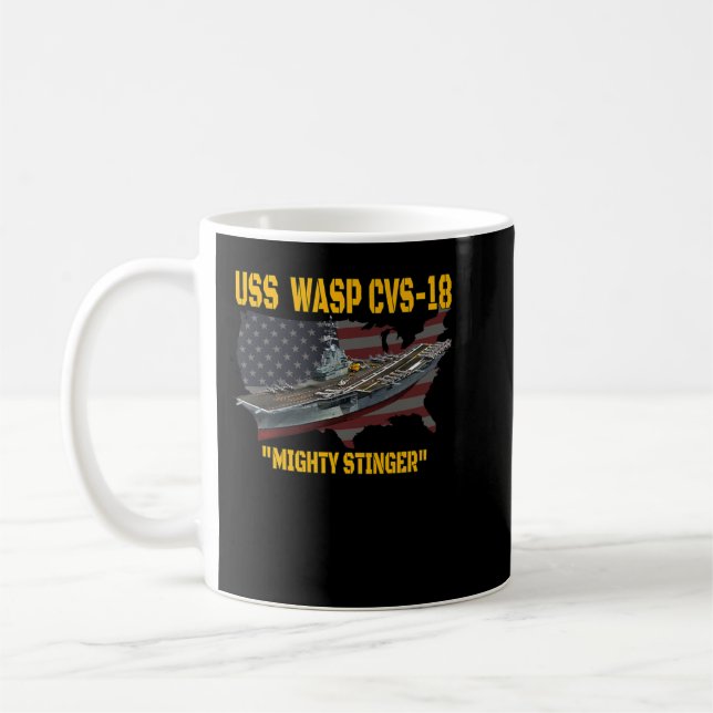 Luftfartyg USS Wasp CVS18 Veterans Day Fathe Kaffemugg (Vänster)