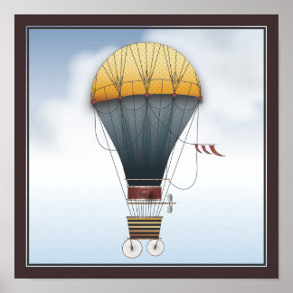 Luftfartyget Abeelle Steampunk som flyger Maskin Poster