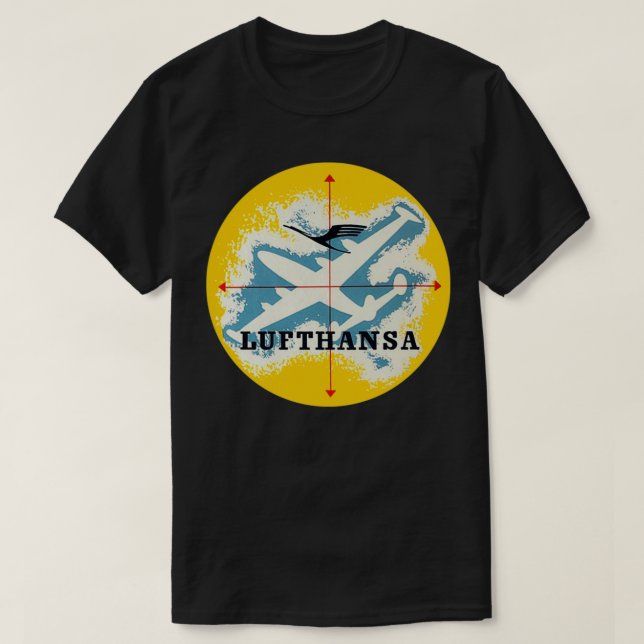Lufthansa till alla punkter t shirt (Design framsida)