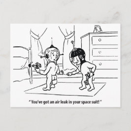 Luftläcka i rymddräkt, humoristisk, vintage vykort