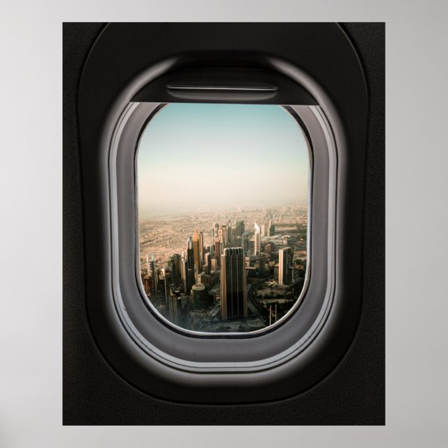 LUFTPLANS WINDOW VY OF CITY UNDER DAYTIME POSTER (Framsidan)