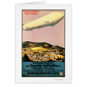 Luftschiff Zeppelin Airship over Town Poster Hälsningskort