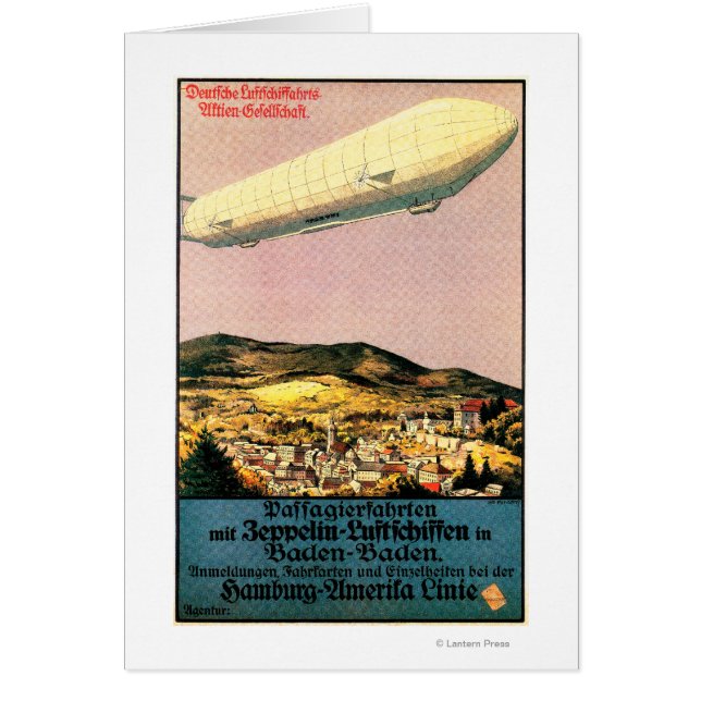 Luftschiff Zeppelin Airship over Town Poster Hälsningskort (Framsidan)