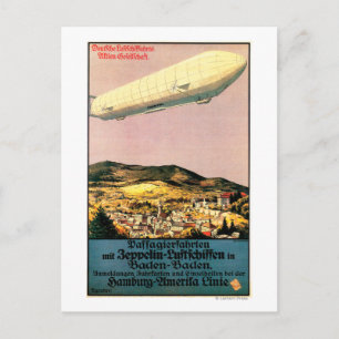 Luftschiff Zeppelin Airship over Town Poster Vykort