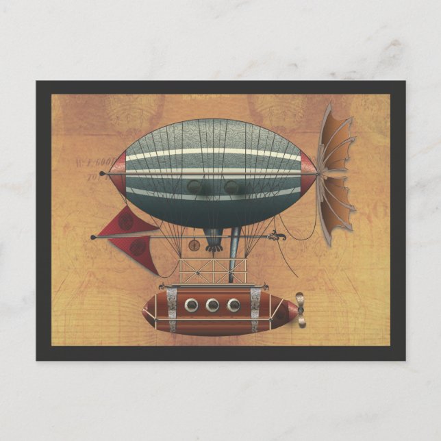 Luftskeppet Aleutian Steampunk Flygande Maskin Vykort (Framsida)