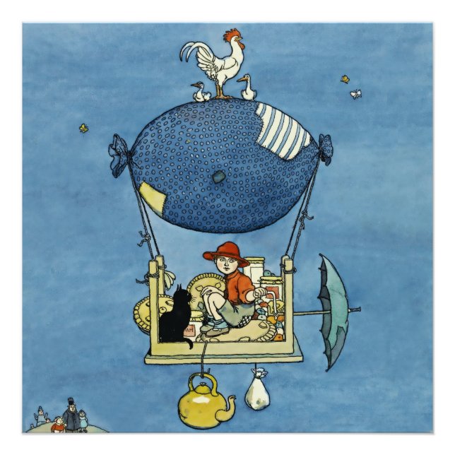 “Luftskeppet” av W Heath Robinson Fototryck (Framsidan)